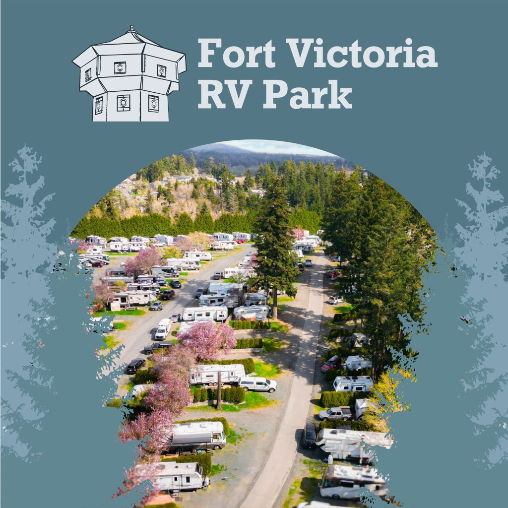 Aerial View of Fort Victoria and Logo