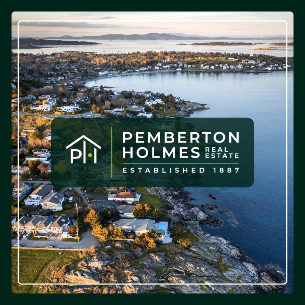 Homepage design for the Pemberton Holmes real estate website featuring aerial photography and brand identity